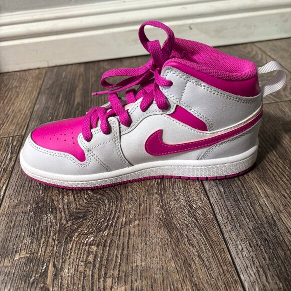 Girls Pink and White Nike Air Jordans High Tops - Picture 6 of 6